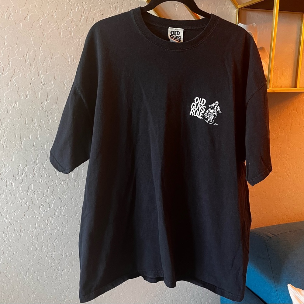 Y2K Old Guys Rule Moto Motorcycle Biker Black Tee Shirt mens size 2XL